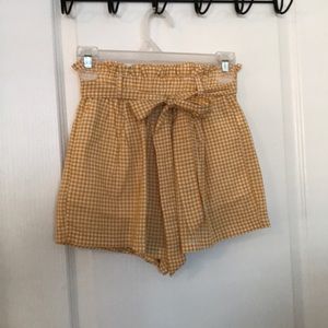 Yellow Plaid Mini Shorts